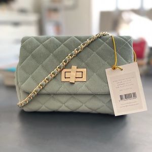 Milledeux Velvet Chain Bag, Medium - Nile Blue NWT